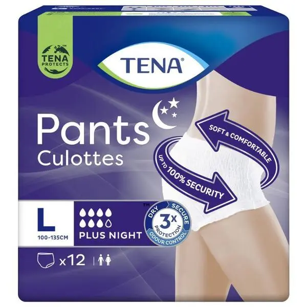 Tena Еластични бикини за инконтиненция - Tena Pants Culottes Plus Night, размер L, 12 бр