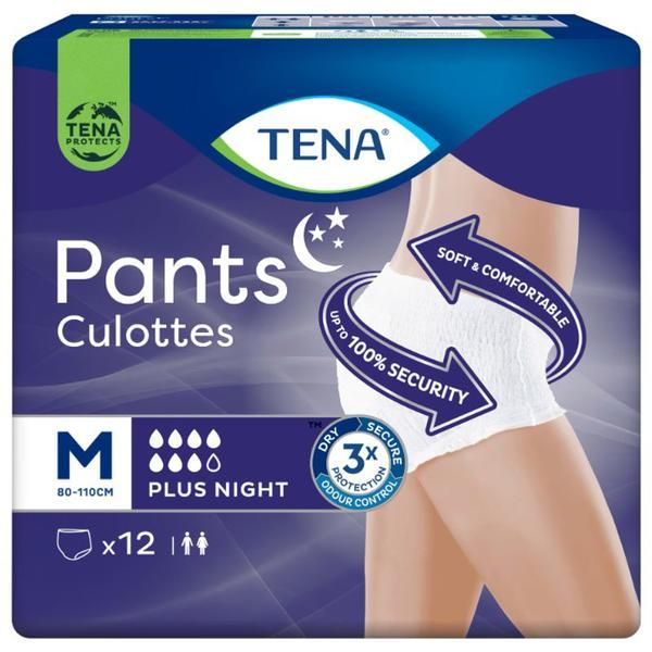 Tena Еластични гащички при инконтиненция - Tena Pants Culottes Plus Night, размер M, 12 бр