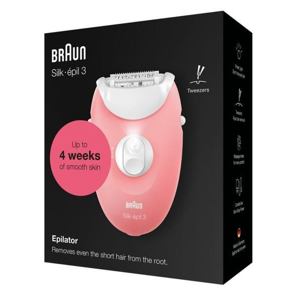 Braun Епилатор - Braun Silk-epil 3 3-176, розово/бял, 1 бр