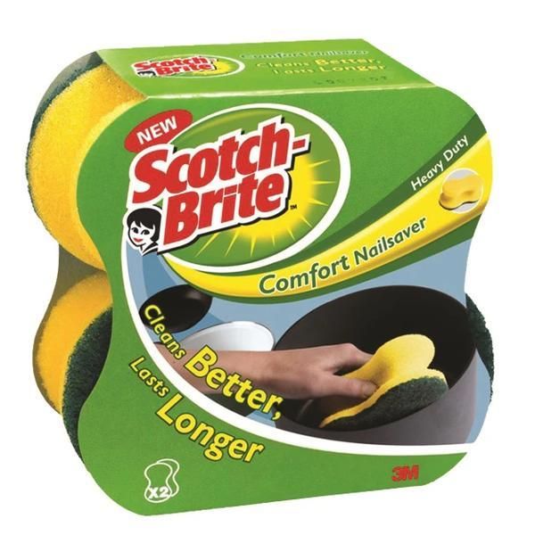 3M Ергономични гъби за чинии - 3M Scotch Brite Comfort Nailsaver, 2 бр