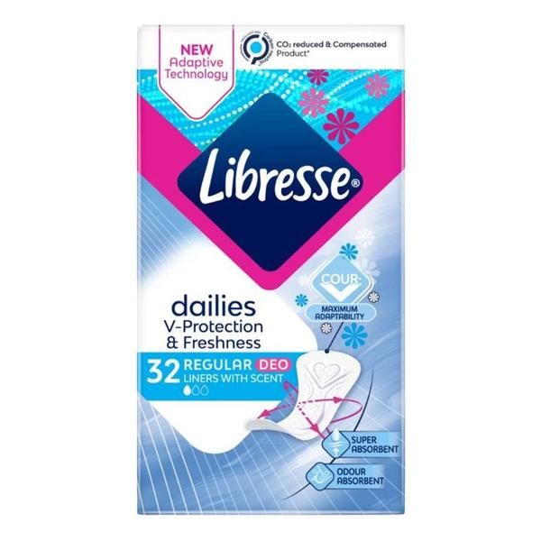 Libresse Ежедневни абсорбенти- Libresse Dailies Fresh &amp; Protect Regular Deo, 32 бр