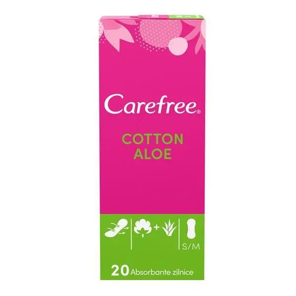 Carefree Ежедневни абсорбиращи превръзки с Алое - Carefree Cotton Aloe, 20 бр