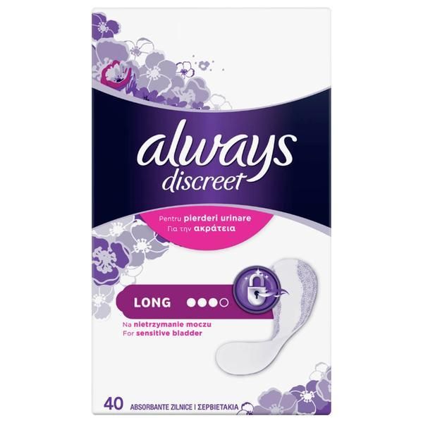 Always Ежедневни превръзки , Always Discreet Also For Sensitive Bladder Long 3, 40 бр