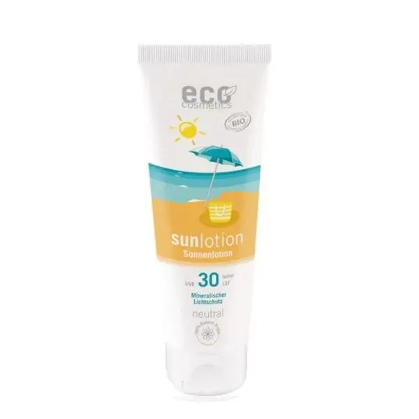Eco Cosmetics Флуид за чувствителна кожа, без аромат, водоустойчив - Eco Cosmetics Sun-Lotion Neutral SPF 30, 125 мл