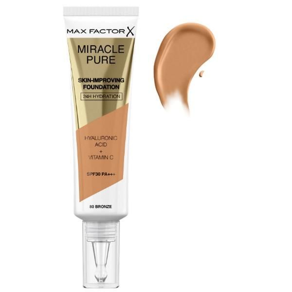 Max Factor Фон дьо тен - Max Factor Miracle Pure Skin-Improving Foundation SPF 30 PA +++, нюанс 80 Bronze 30 мл
