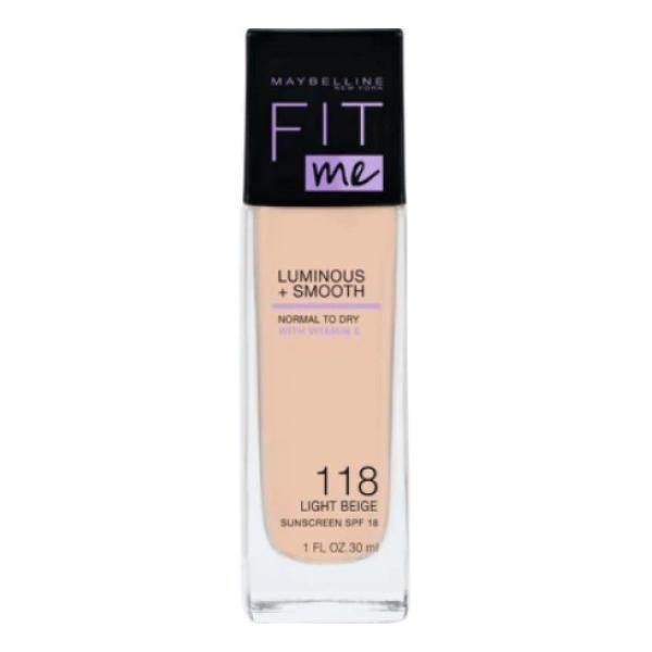 Maybelline Фон дьо тен Maybelline - Fit Me Luminous &amp; Smooth Light Beige 118, 30 мл