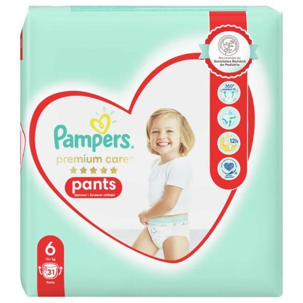 Pampers Гащички пелени - Pampers Premium Care Pants, размер 6 (15+ кг), 31 бр