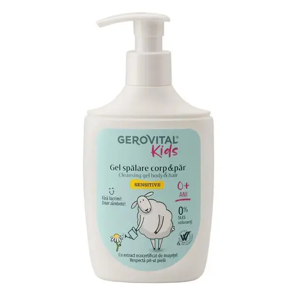 Gerovital Гел за тяло и коса - Gerovital Kids Cleansing Gel Body &amp; Hair Sensitive, 0+ години, 300 мл