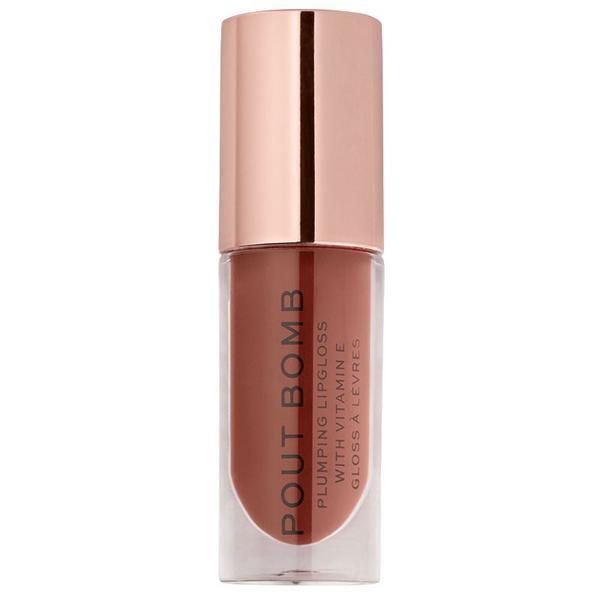 Makeup Revolution Гланц за устни - Makeup Revolution Pout Bomb Plumping Gloss, нюанс Cookie Deep Nude 1 бр