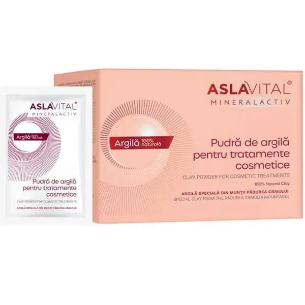 Aslavital Глинена пудра за козметични процедури - Aslavital Mineralactiv 10 плика x 20 гр