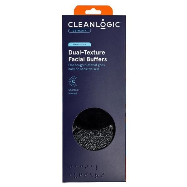 Cleanlogic Гъба за почистване на чувствителна кожа, с две текстури - Cleanlogic Detoxify Dual-Texture Facial Buffer, 3 бр