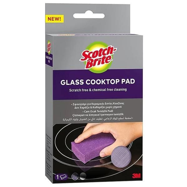 3M Гъба за почистване на стъклени плотове - 3M Scotch Brite Glass Cooktop Pad, 1 бр