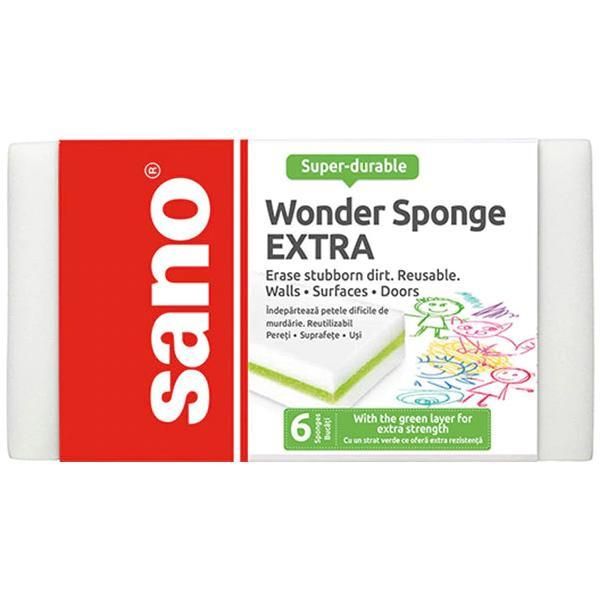 Sano Гъба за съдове Extra Magic - Sano Wonder Sponge Extra, 6 бр