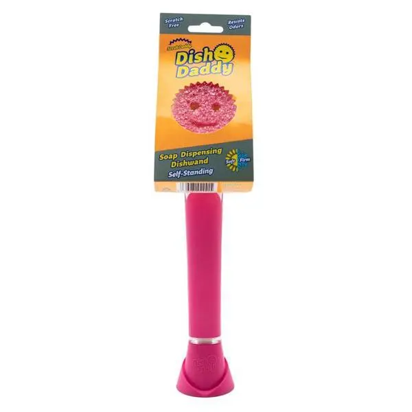 Scrub Daddy Гъба за съдове с дръжка и дозатор за препарат - Scrub Daddy Dish Daddy, розова 1 бр