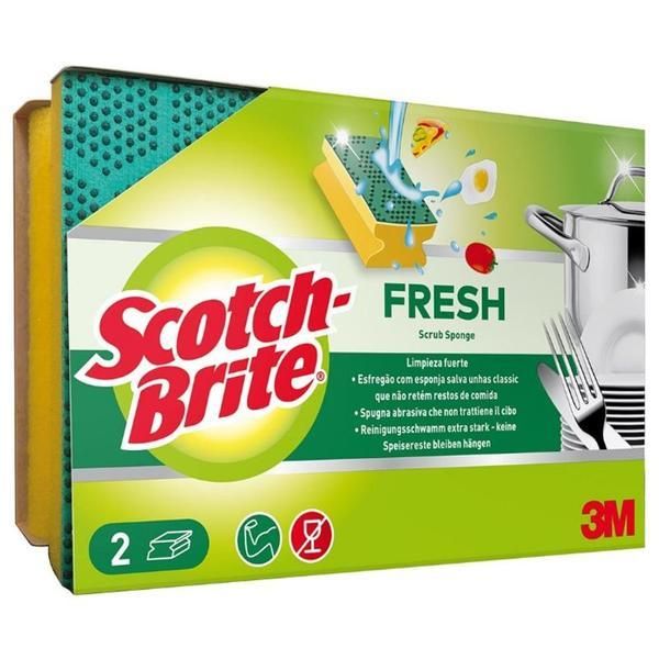 3M Гъби за миене на съдове със защита за нокти - 3M Scotch Brite Fresh Scrub Sponge, 2 бр