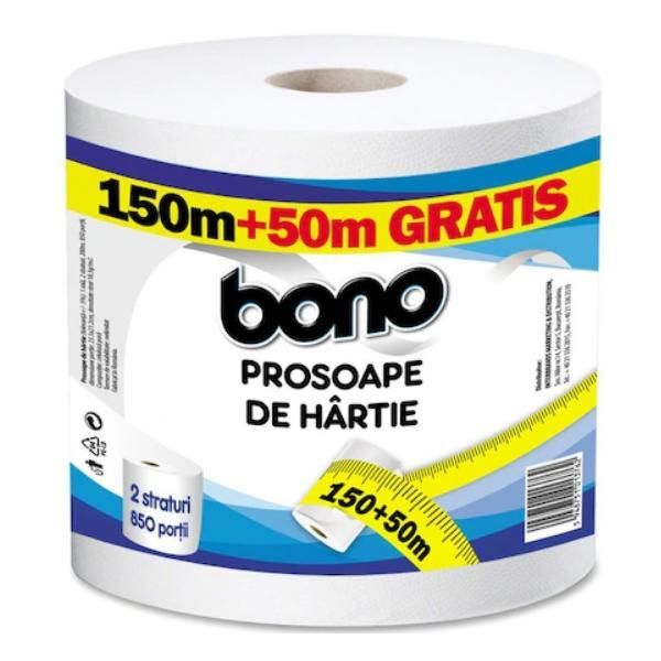 Bono Хартиени кърпи 150м + 50м Безплатни 2 слоя Боно, 1 ролка