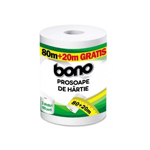 Bono Хартиени кърпи 80м + 20м Безплатни, 2 слоя Боно, 1 ролка