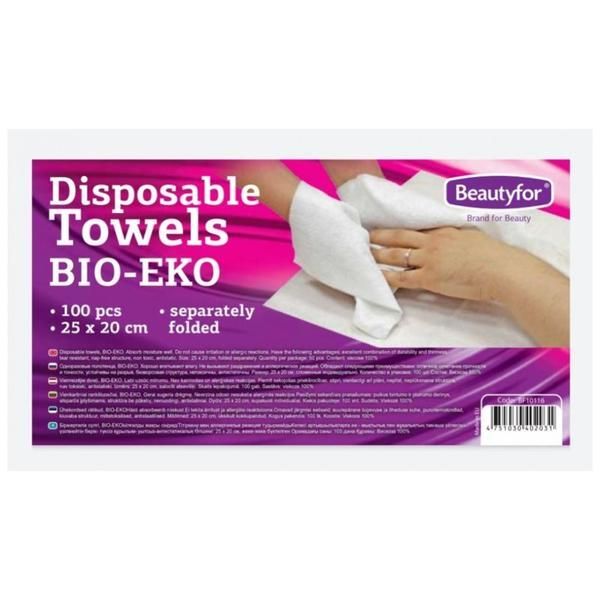 Beautyfor Хавлиени кърпи за еднократна употреба - Beautyfor Disposable Towles BIO-EKO, 25 см х 20 см, 100 бр