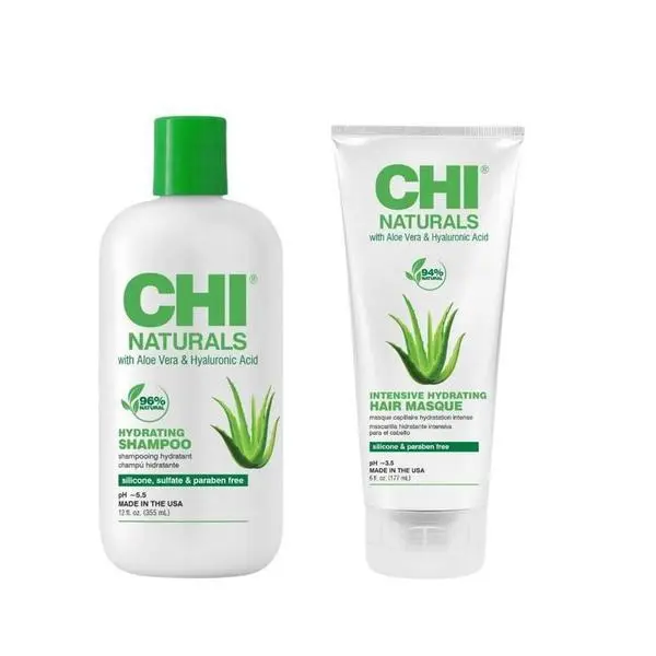 CHI Хидратиращ пакет с алое вера и хиалуронова киселина - CHI Naturals Hydrating: Шампоан 355 мл, Маска 177 мл
