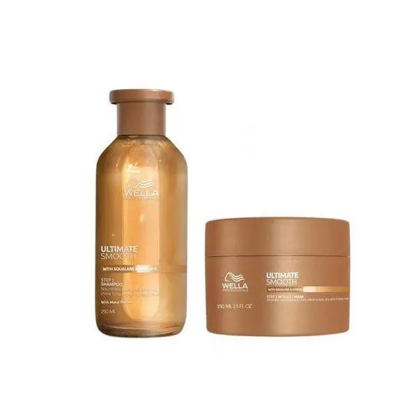 Wella Professionals Хидратиращ пакет за суха и безжизнена коса със сквалан и омега 9 - Wella Professionals Ultimate Smooth с антистатичен ефект: Шампоан 250 мл, Маска 150 мл