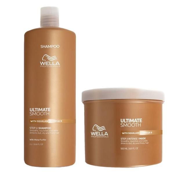 Wella Professionals Хидратиращ пакет за суха и изтощена коса Wella Professionals Ultimate Smooth: Шампоан 1000 мл + Маска 500 мл