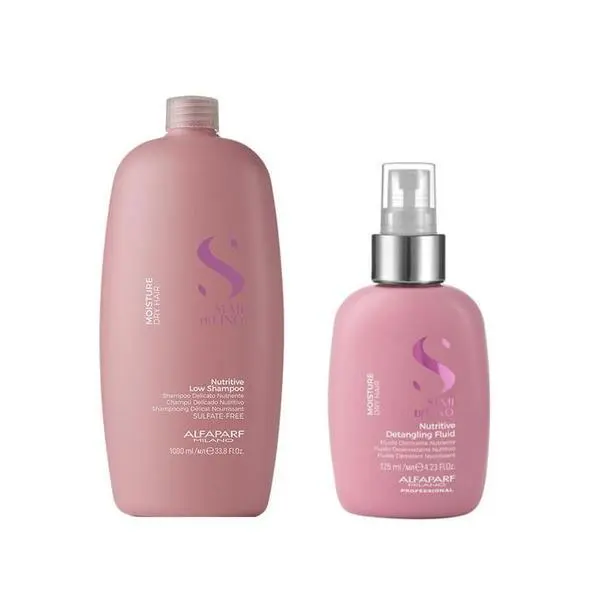 Alfaparf Milano Хидратиращ пакет за суха коса - Alfaparf Milano Semi Di Lino Moisture Nutritive: Шампоан 1000 мл, Терапевтичен флуид 125 мл