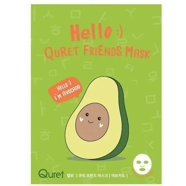 Quret Хидратираща маска за лице с екстракт от авокадо - Quret Hello :) Friends Mask - Avocado, 25 гр