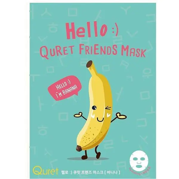 Quret Хидратираща маска за лице с екстракт от банан - Quret Hello :) Friends Mask - Банан, 25 гр