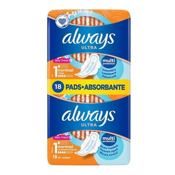 Always Хигиенни абсорбенти - Always Duo Ultra Fresh, размер 1, 18 бр.