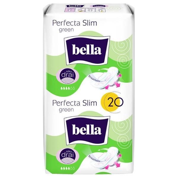 Bella Хигиенни абсорбиращи превръзки - Bella Perfecta Slim Green, 20 бр