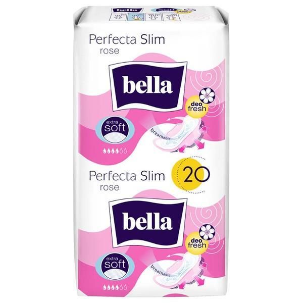 Bella Хигиенни абсорбиращи превръзки - Bella Perfecta Slim Rose Deo Fresh, 20 бр