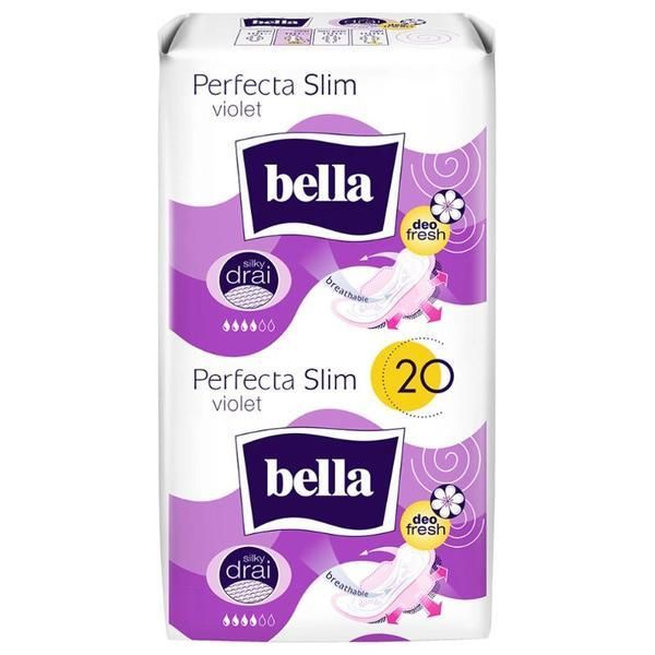 Bella Хигиенни абсорбиращи превръзки - Bella Perfecta Slim Violet Deo Fresh, 20 бр