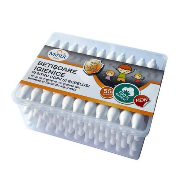 Minut Хигиенни клечки за уши за деца и бебета - Minute, 55 бр