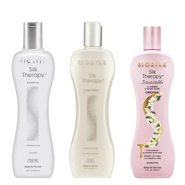 Biosilk Хранителен пакет за всички типове коса - Biosilk Farouk Silk Therapy: Шампоан 355 мл, Балсам 350 мл, Терапия за коса 355 мл