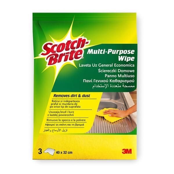 3M Икономична кърпа с общо предназначение - 3M Scotch Brite Multi-Purpose Wipe, 3 бр