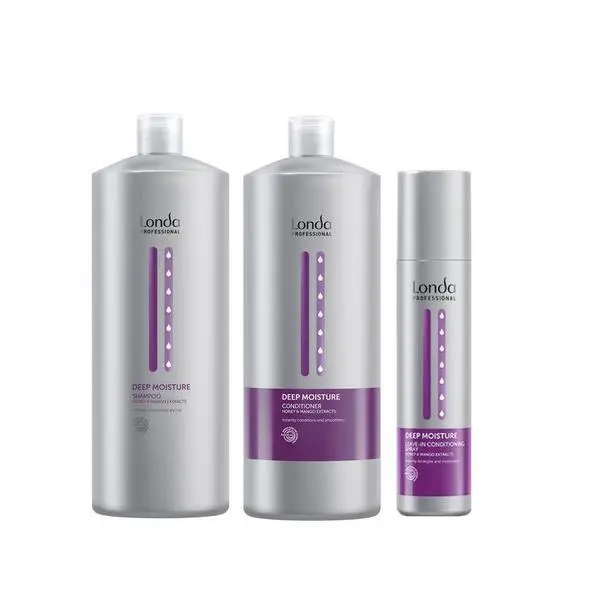 Londa Professional Интензивен хидратиращ пакет - Londa Professional Deep Moisture: Шампоан 1000 мл, Балсам 1000 мл, Балсам без отмиване 250 мл