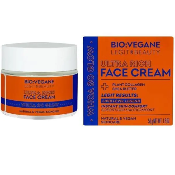 Bio:Vegane Интензивно хидратиращ крем за лице - Bio:Vegane Legit Beauty Whoa So Glow Face Cream, 50 мл