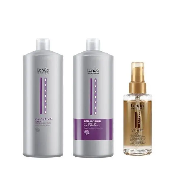 Londa Professional Интензивно хидратиращ пакет - Londa Professional Deep Moisture: Шампоан 1000 мл, Балсам 1000 мл, Олио 100 мл