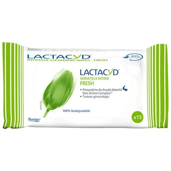 Perrigo Интимни кърпички - Lactacyd Fresh, 15 бр