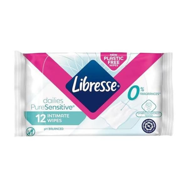 Libresse Интимни мокри кърпички - Libresse Dailies Pure Sensitive, 12 бр