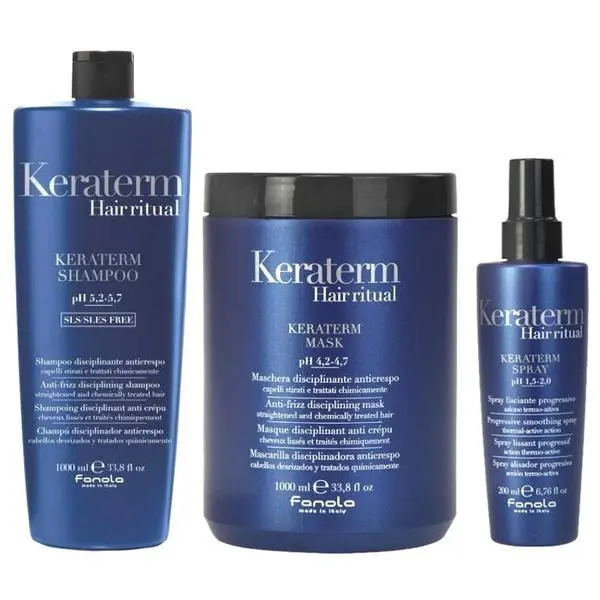 Fanola Изглаждащ пакет Fanola Keraterm Hair Ritual - Шампоан 1000мл, Маска 1000мл, Спрей 200мл