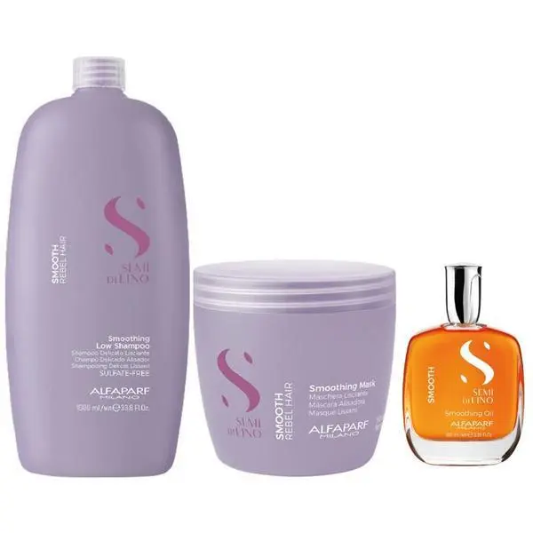 Alfaparf Milano Изглаждаща маска - Alfaparf Milano Semi Di Lino Smoothing: Шампоан 1000 мл, Маска 500 мл, Олио 100 мл