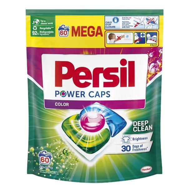 Persil Капсулен препарат за цветни дрехи - Persil Power Caps Color Deep Clean, 60 бр