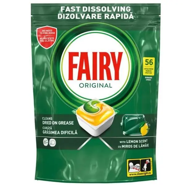 Fairy Капсулен препарат за съдомиялна машина - Fairy Original Yellow, 56 капсули