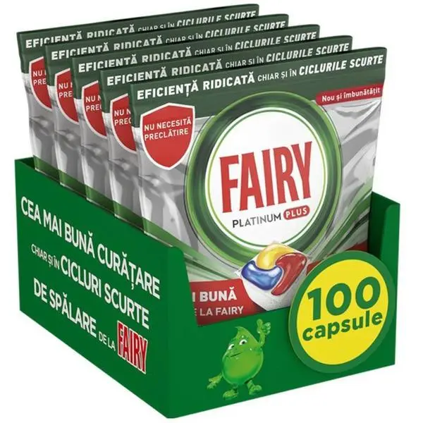Fairy Капсулен препарат за съдомиялна машина - Fairy Platinum Plus, 100 капсули