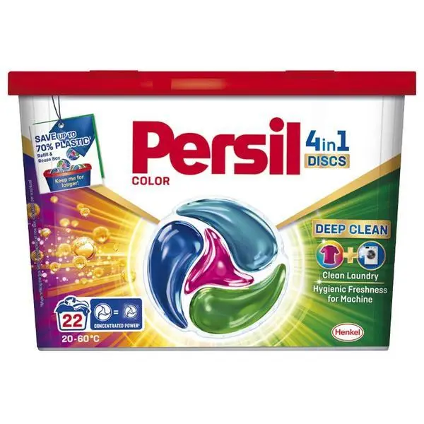 Persil Капсули препарат за пране на цветни дрехи - Persil 4 в 1 Color Deep Clean, 22 бр