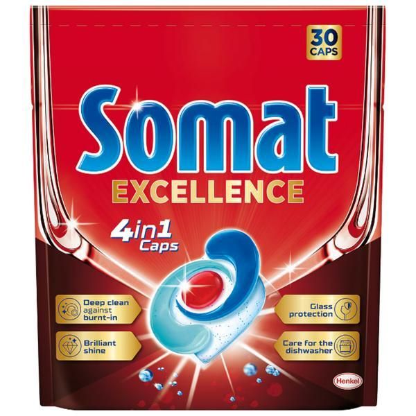 Somat Капсули препарат за съдомиялна машина - Somat Excellence 4 в 1, 30 измивания