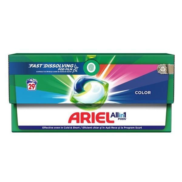 Ariel Капсули с гел за автоматично пране за цветни дрехи - Ariel All in One Pods Color Fast Dissolving, 29 бр