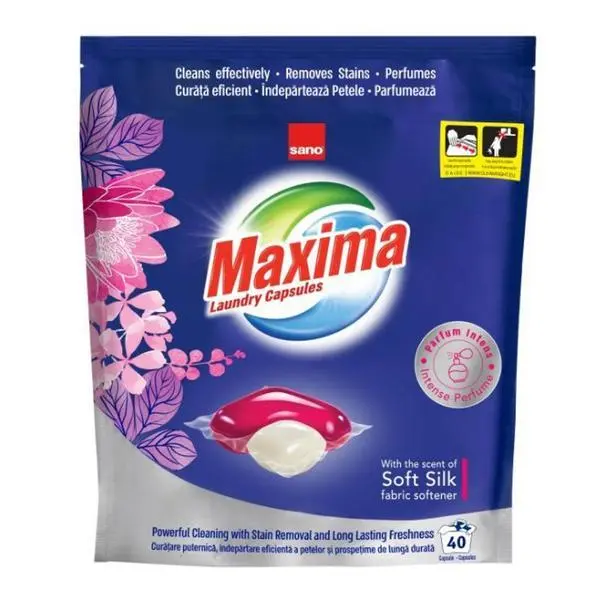 Sano Капсули за перилен препарат - Sano Maxima Gel Capsules Soft Silk, 40 бр