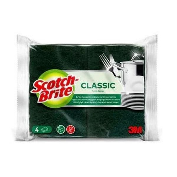 3M Класически гъби за почистване на устойчиви замърсявания- 3M Scotch Brite Classic Scrub, 4 бр
